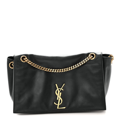 Saint Laurent Smooth Calfskin Suede Medium Reversible Monogram Kate Satchel Black 3 of 17