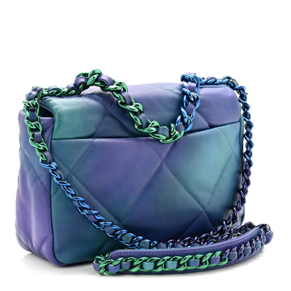 Chanel Tie Dye Calfskin Quilted Medium Chanel 19 Flap Blue Purple 3 of 11