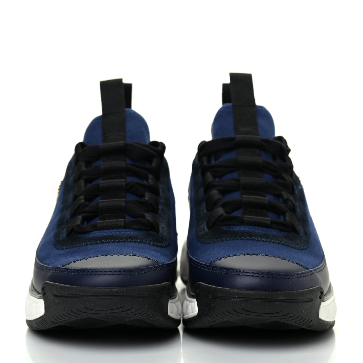 Fabric Calfskin Suede CC Sneakers 36 Navy Black