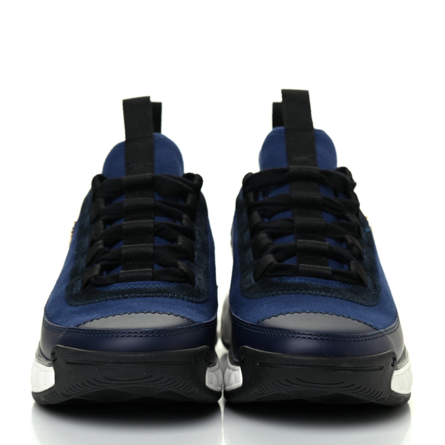 Chanel Fabric Calfskin Suede CC Sneakers 36 Navy Black 2 of 8