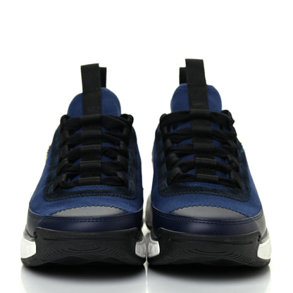 Chanel Fabric Calfskin Suede CC Sneakers 36 Navy Black 2 of 8
