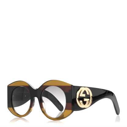 Gucci Acetate Round Frame Sunglasses GG0177S Brown 1 of 8