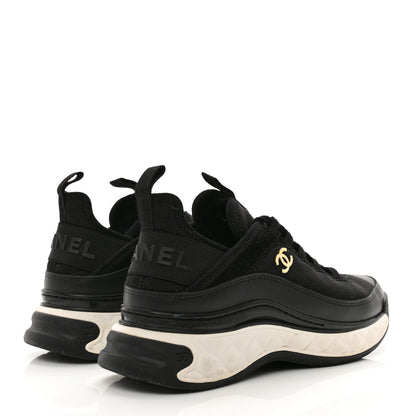 Chanel Velvet Calfskin Mixed Fibers CC Sneakers 36.5 Black 4 of 10