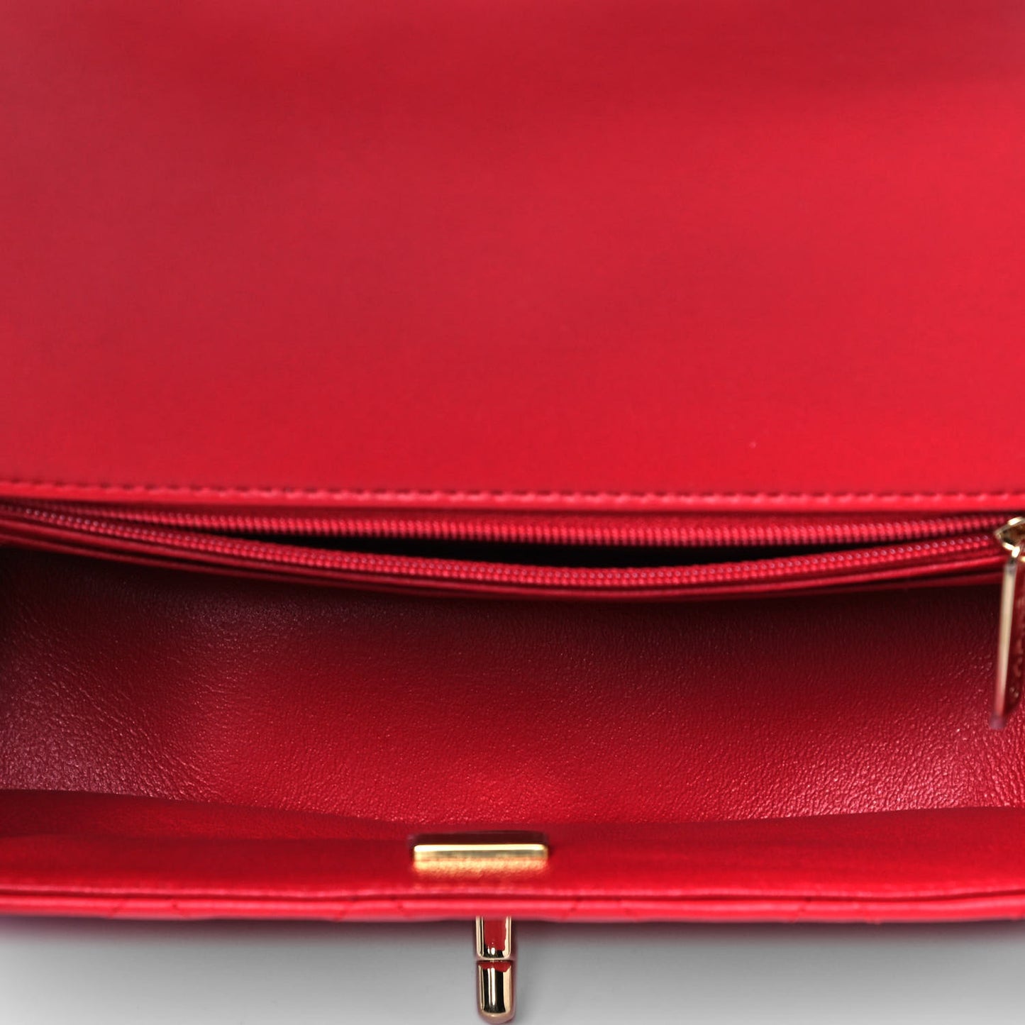 Lambskin Quilted Mini Top Handle Rectangular Flap Red