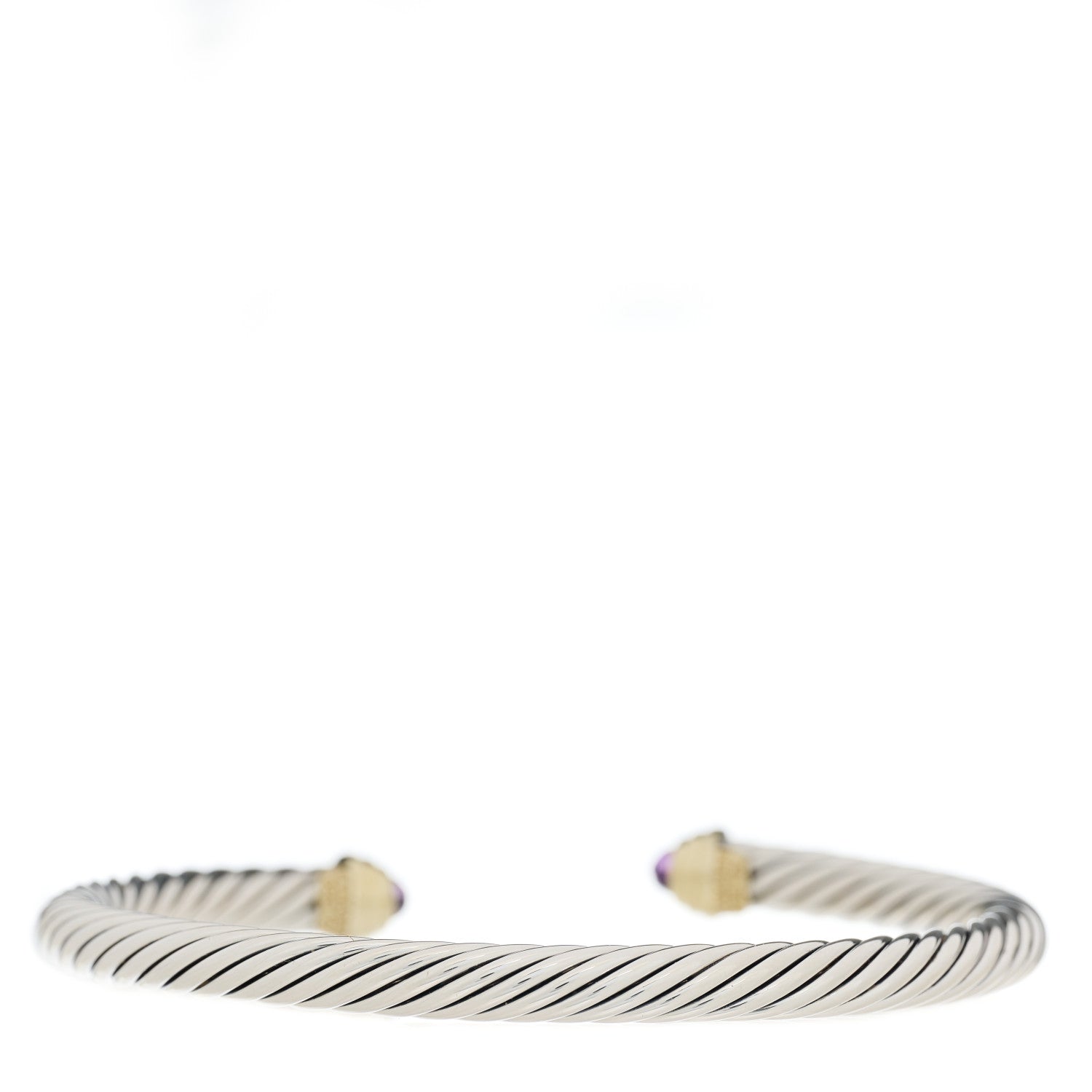 David Yurman Sterling Silver 14K Yellow Gold Amethyst 5mm Cable Classics Petite Color Bracelet 3 of 6