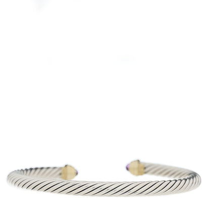 David Yurman Sterling Silver 14K Yellow Gold Amethyst 5mm Cable Classics Petite Color Bracelet 3 of 6