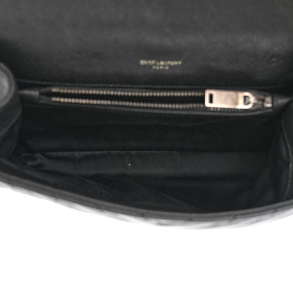 Saint Laurent Sheepskin Matelasse Chevron Monogram Medium College Bag Asphalt 5 of 10