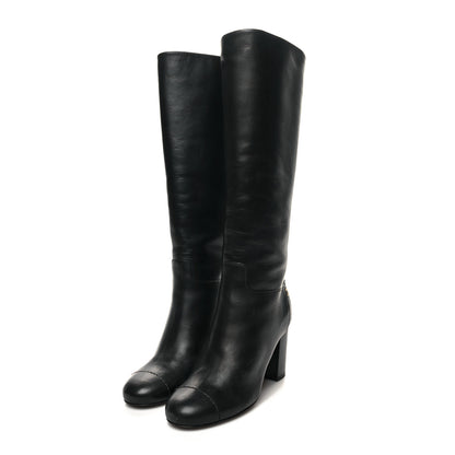 Chanel Calfskin CC Knee High Boots 37 Black 3 of 8