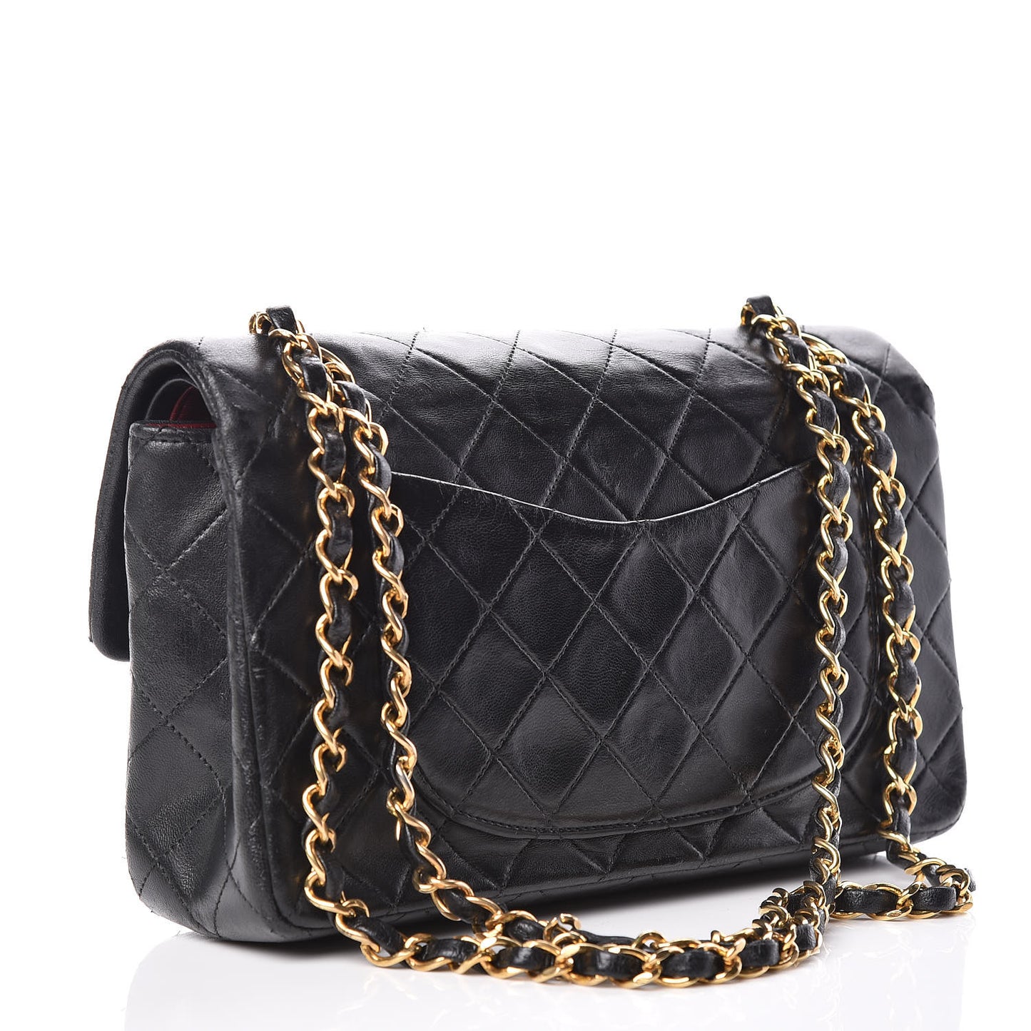 Lambskin Quilted Small Double Flap Black