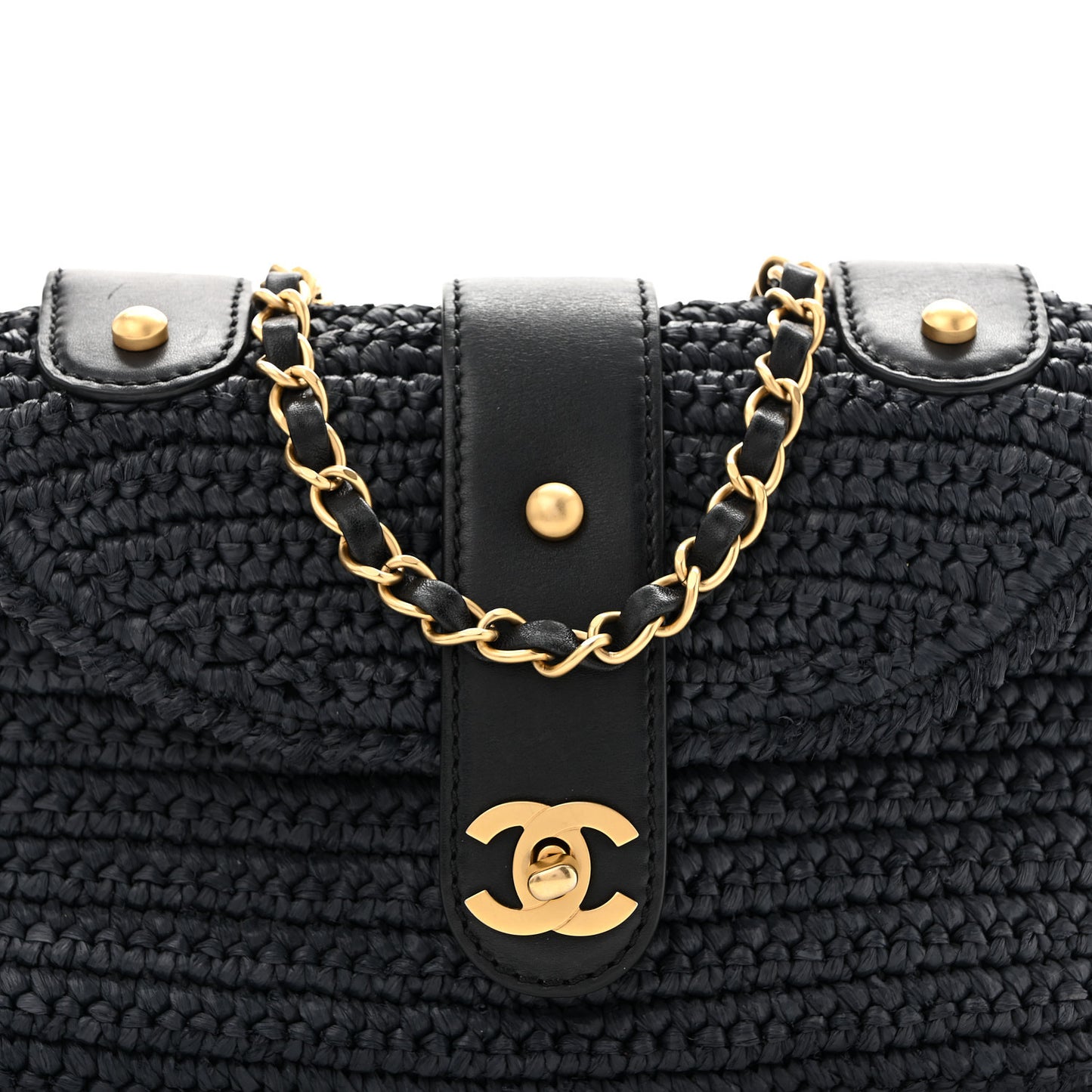 Straw Raffia Shoulder Bag Navy Blue