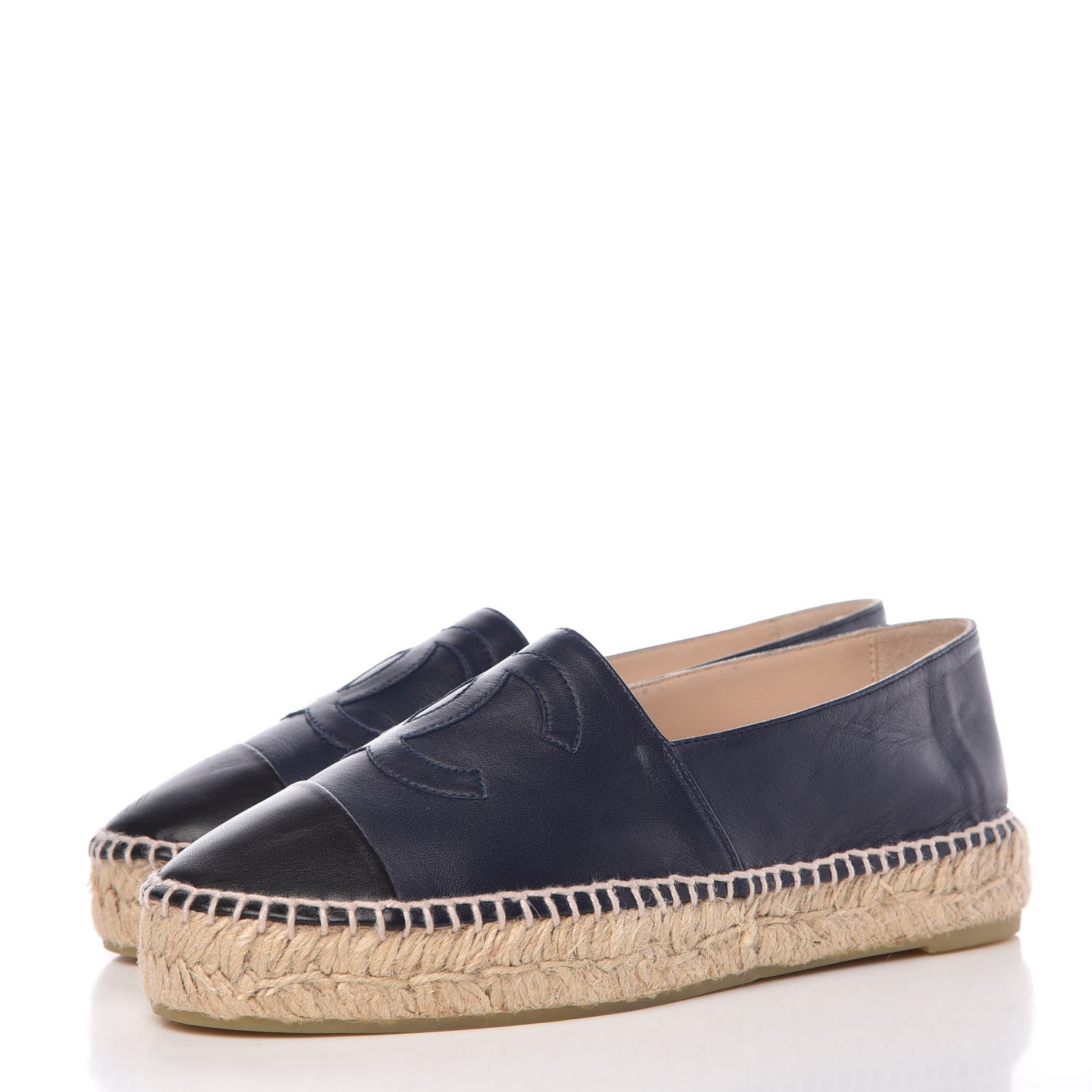 Chanel Lambskin Espadrilles 38 Navy Black 3 of 16