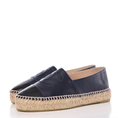 Chanel Lambskin Espadrilles 38 Navy Black 3 of 16