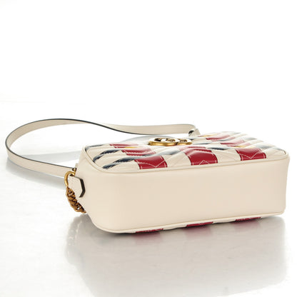 Gucci Calfskin Matelasse Trompe L'Oeil Print Small GG Marmont Chain Shoulder Bag White 4 of 7