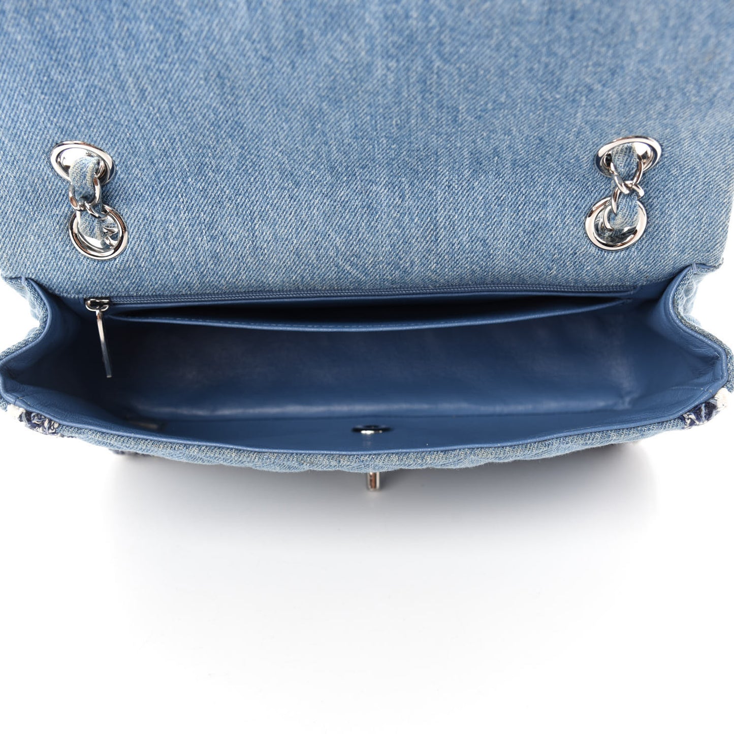 Denim Braided Medium Flap Bag Light Blue