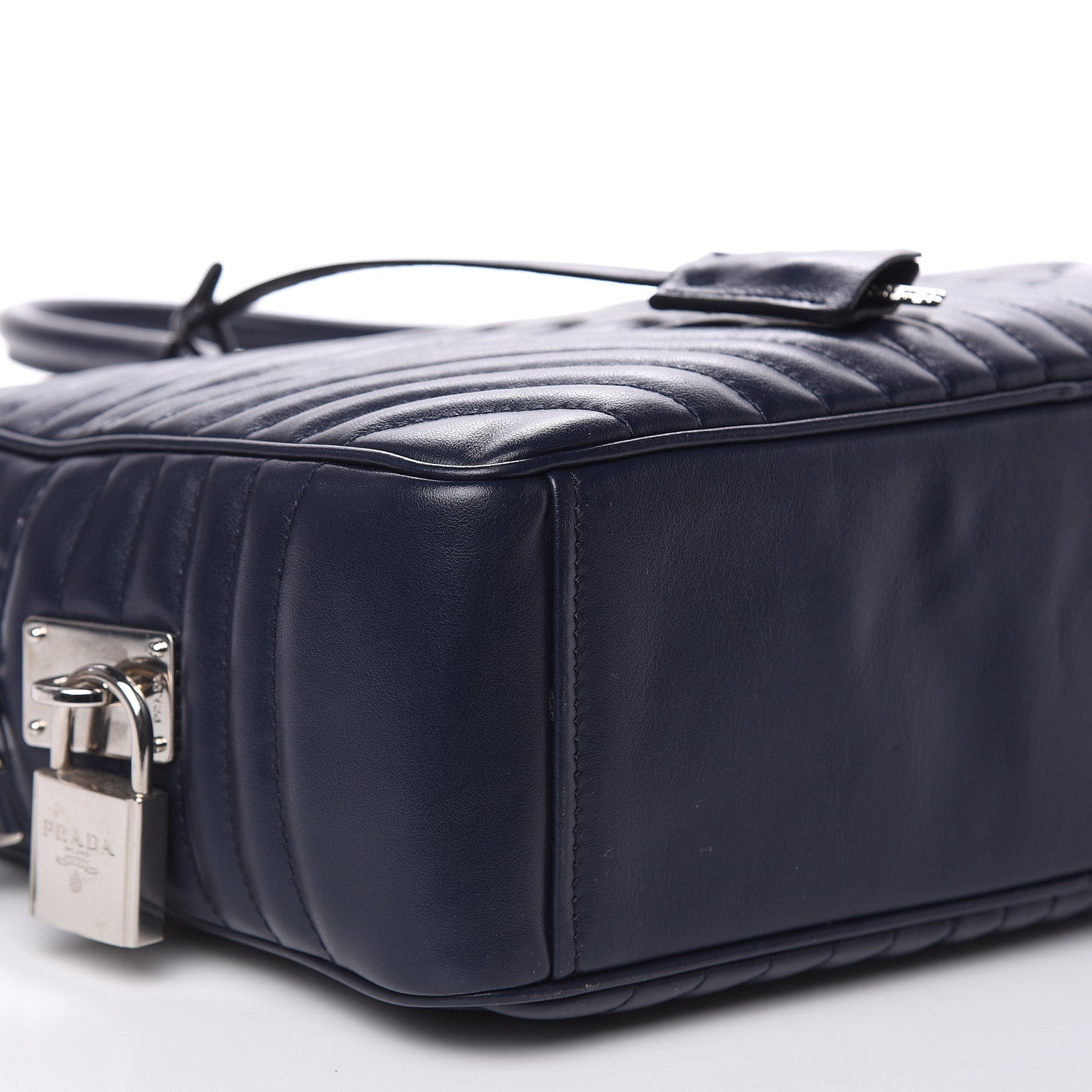 Prada Soft Calfskin Impunture Diagramme Large Top Handle Bag Baltico 8 of 10
