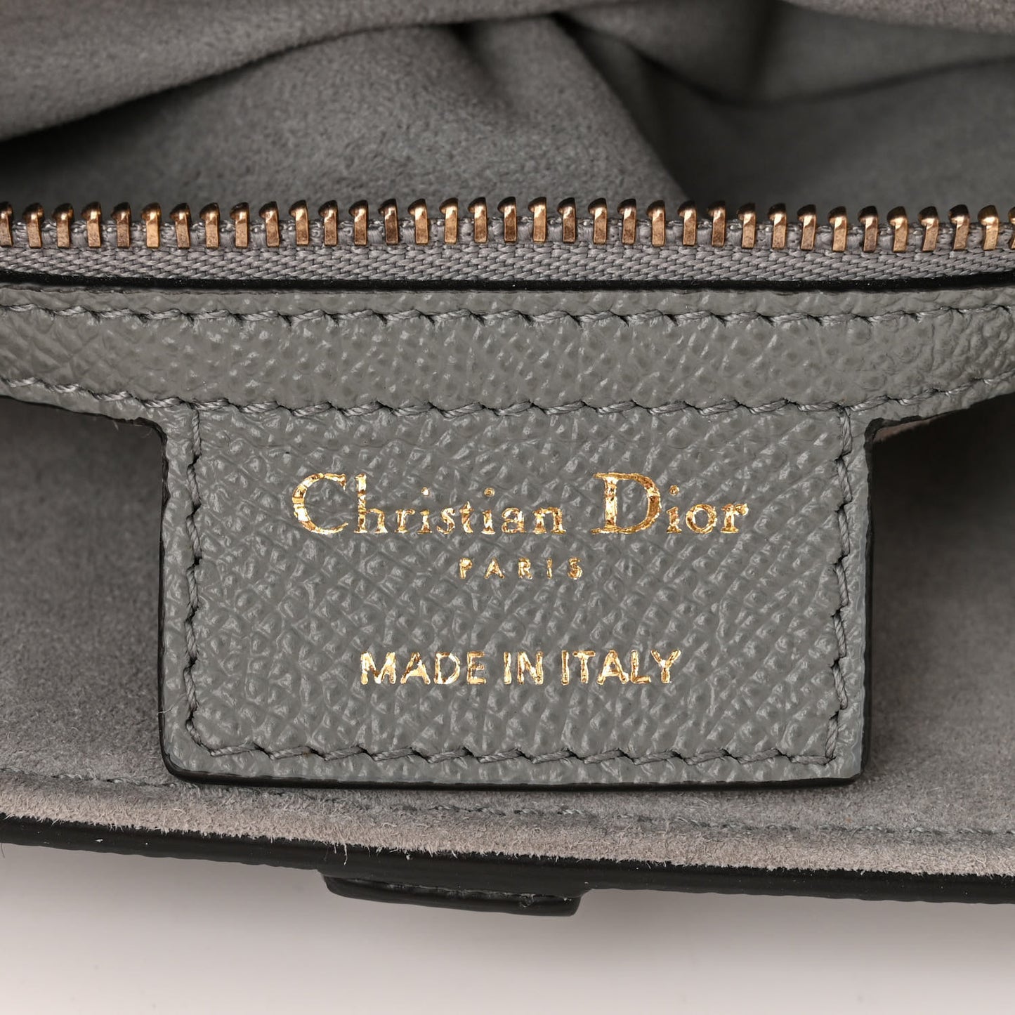 Grained Calfskin Saddle Bag Grey Stone