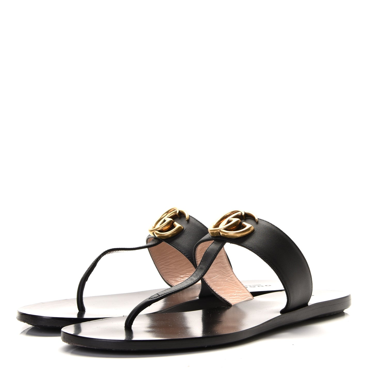 Calfskin GG Marmont Thong Sandals 38 Black