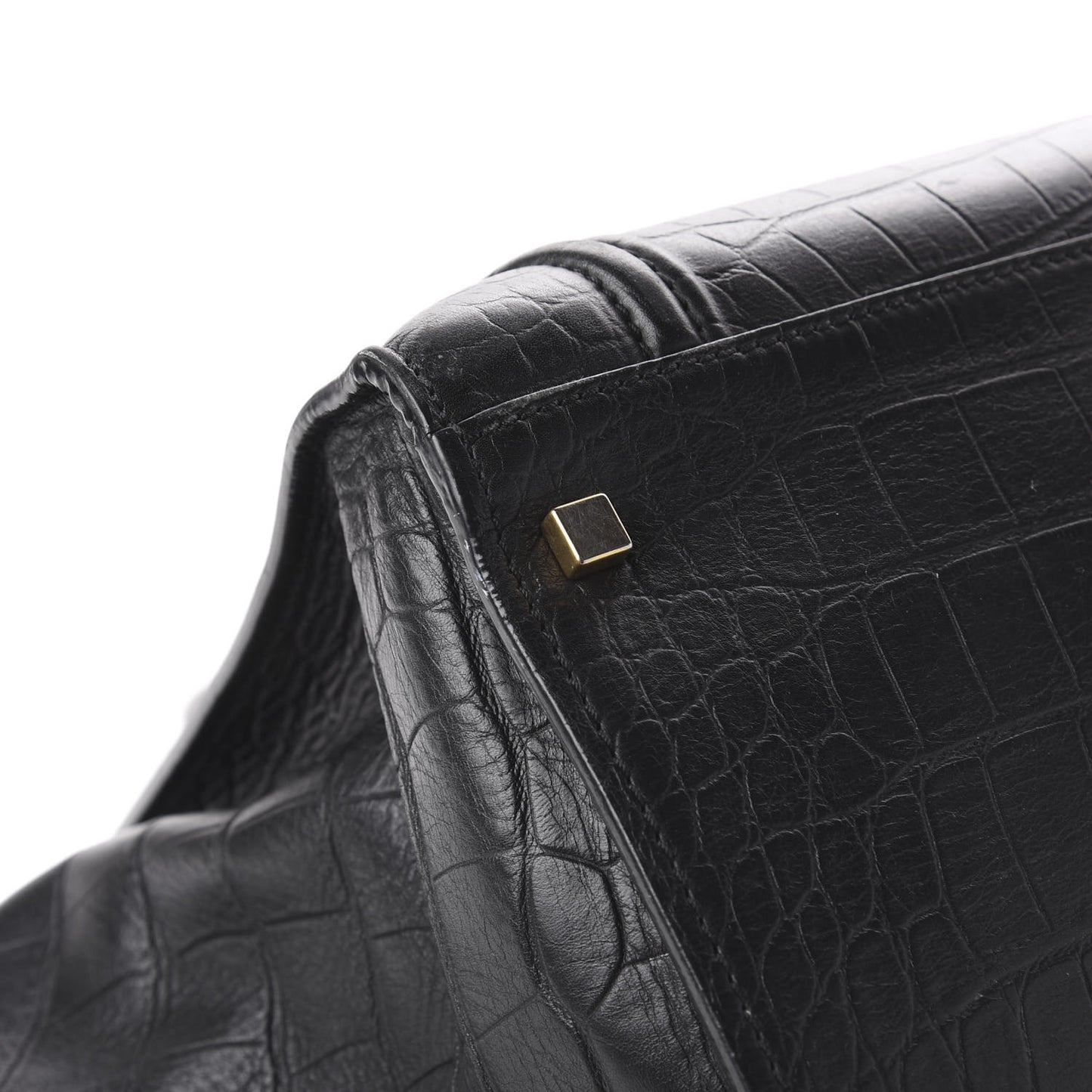 Crocodile Embossed Calfskin Large Phantom Luggage Black