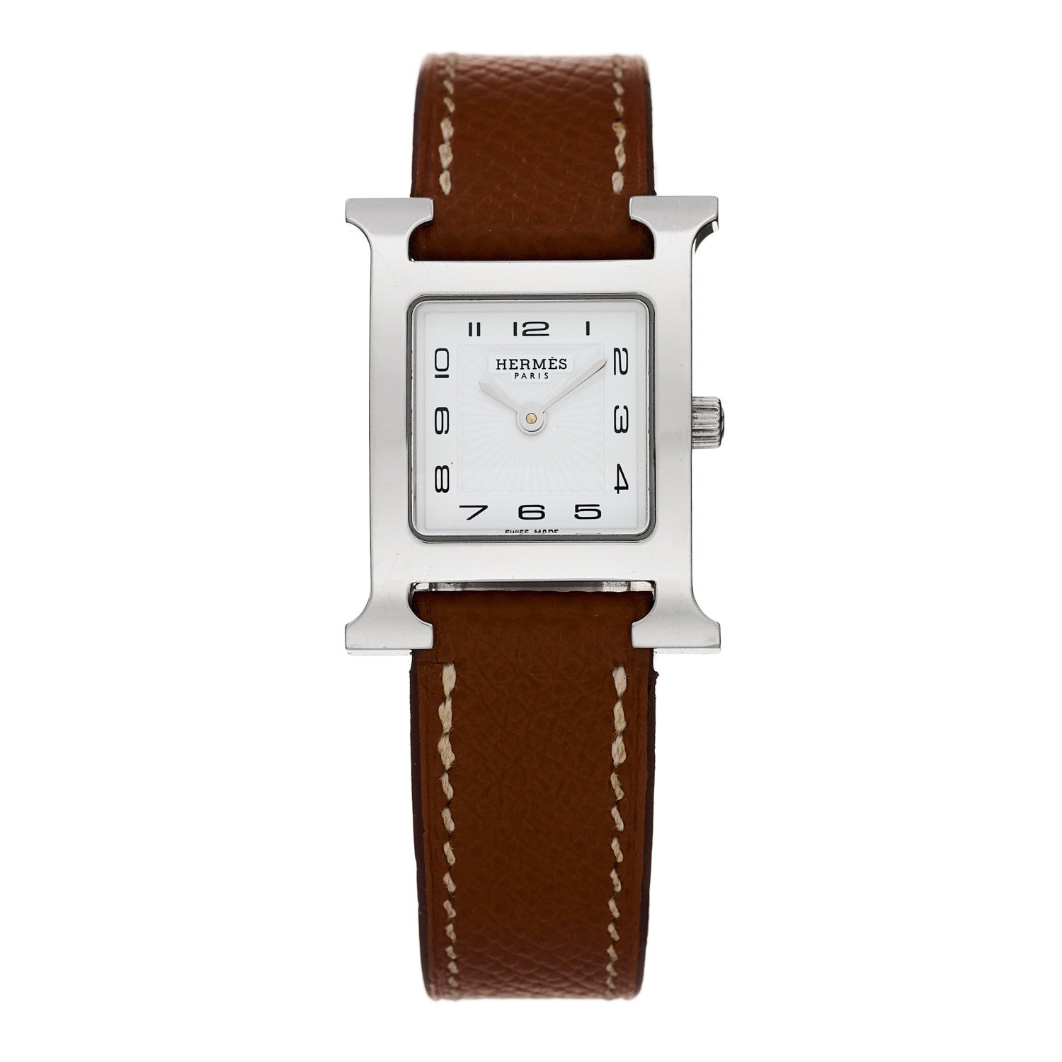 Hermes Stainless Steel Epsom 21mm Heure H Hour Quartz Watch Gold 1 of 5
