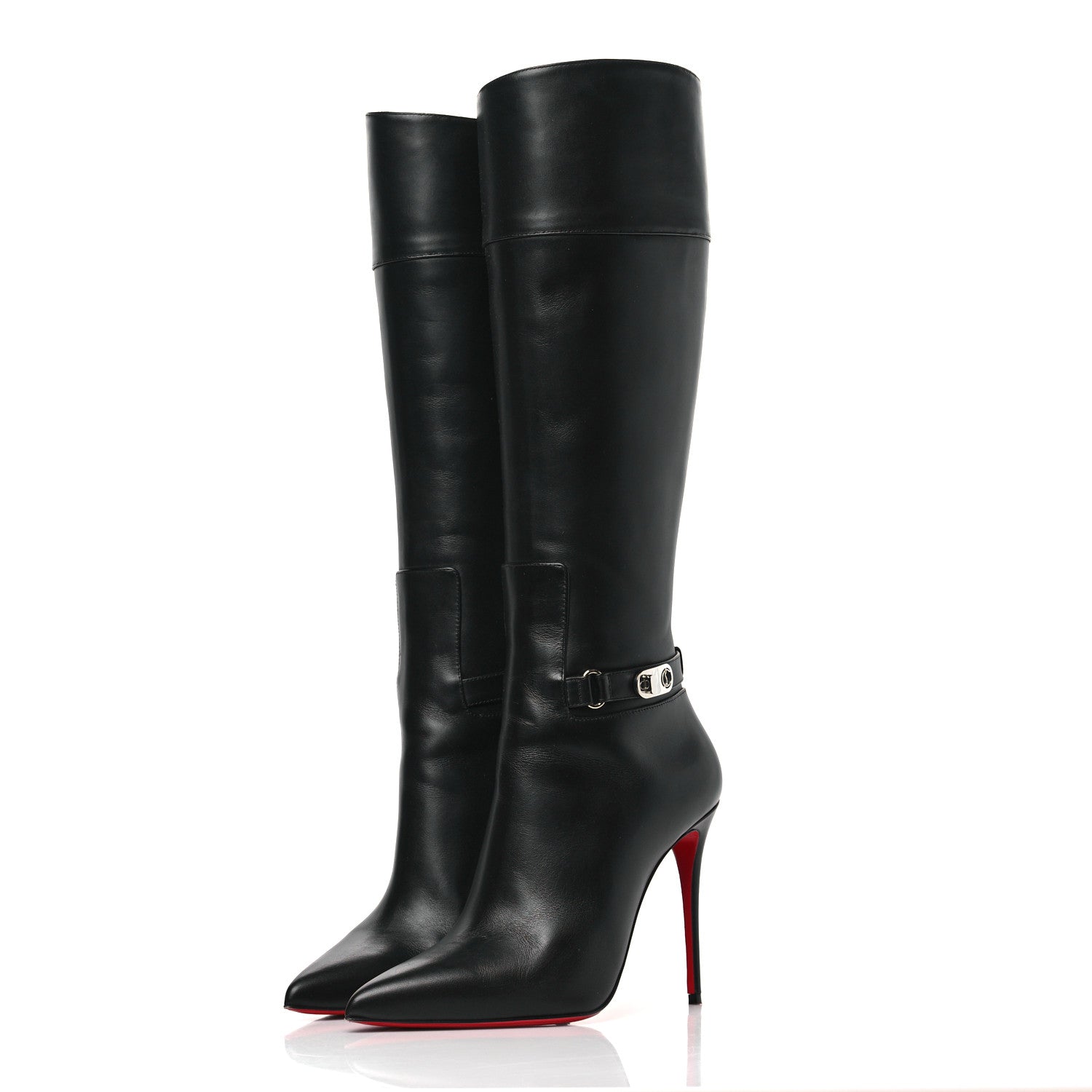 Christian Louboutin Calfskin Lock Kate Botta 100 Knee High Boots 39 Black 3 of 8