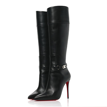 Christian Louboutin Calfskin Lock Kate Botta 100 Knee High Boots 39 Black 3 of 8