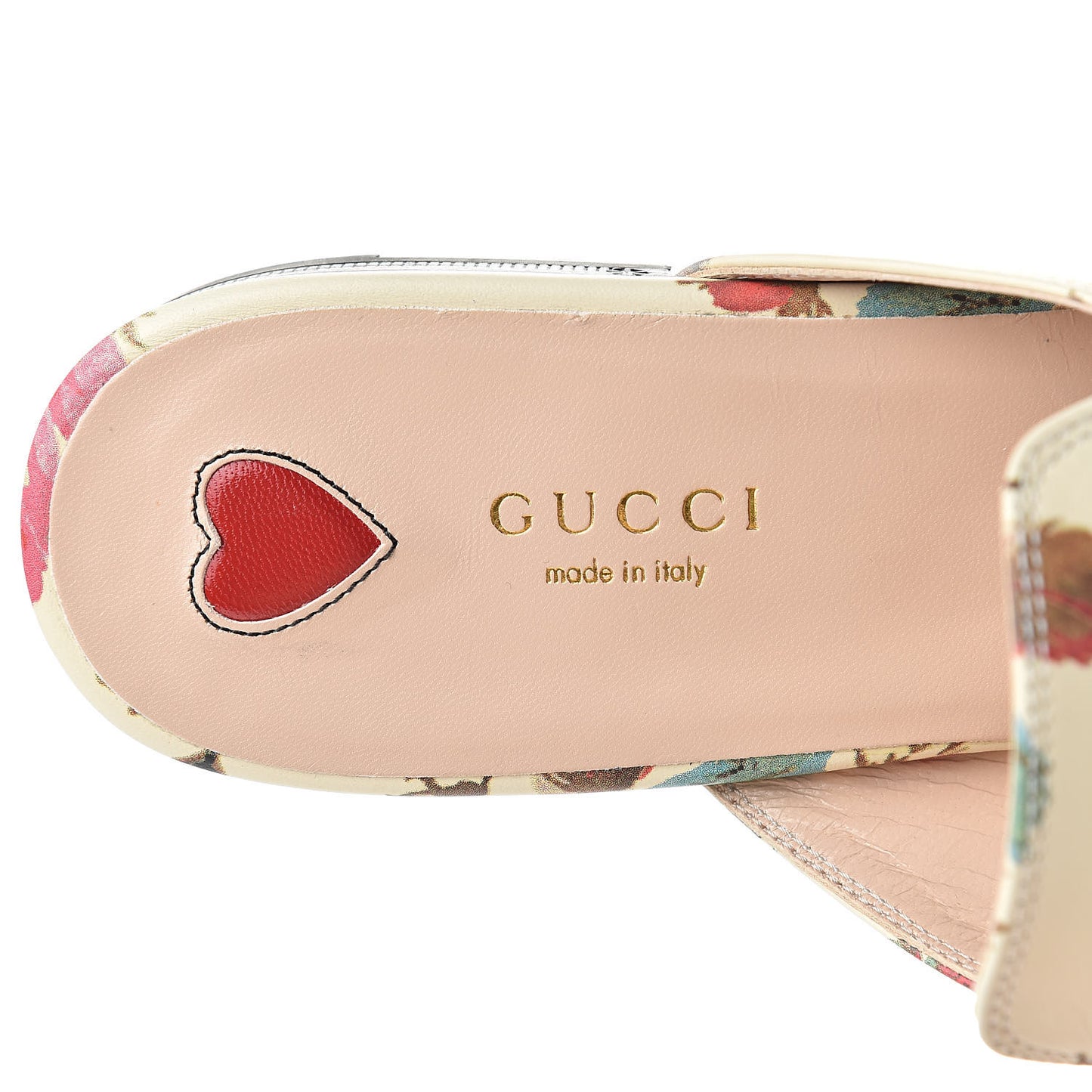 Calfskin Stamp Allover Rose Princetown Slippers 40.5 Ivory Multicolor