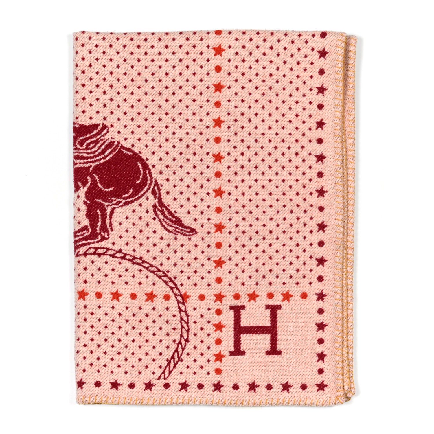 Hermes Wool Cashmere Western And Company Blanket Rouge H 1 of 3
