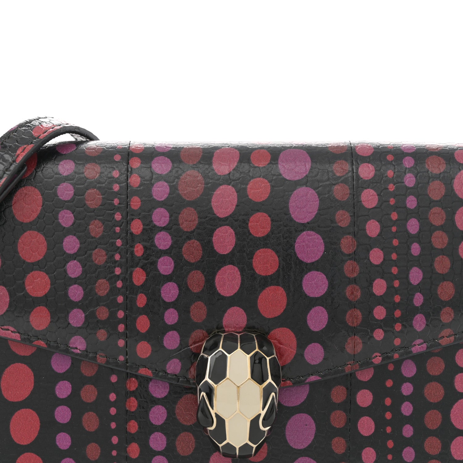 Bulgari Calfskin Snakeskin Printed Polka Dot Serpenti Forever Crossbody Bag Multicolor 6 of 9