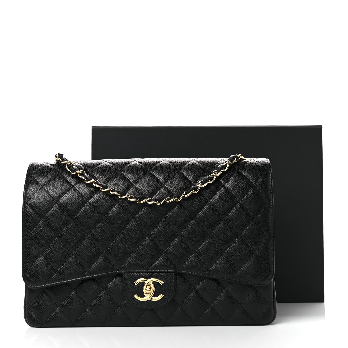 Caviar Quilted Maxi Double Flap Black