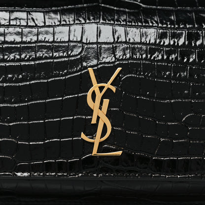 Saint Laurent Crocodile Embossed Monogram Phone Holder Crossbody Black 7 of 9