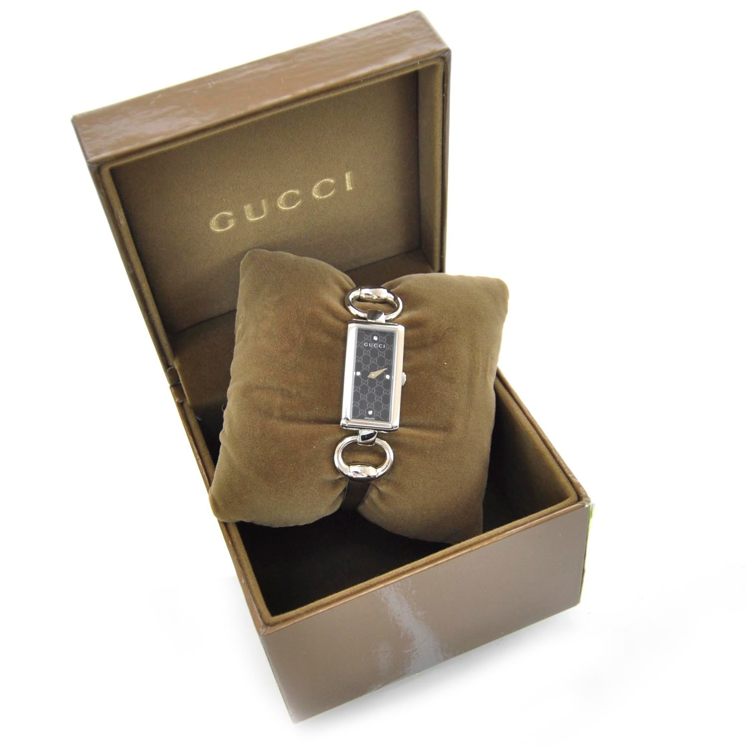 Gucci Stainless Steel Diamond 17mm Tornabuoni Quartz Watch Black 5 of 6
