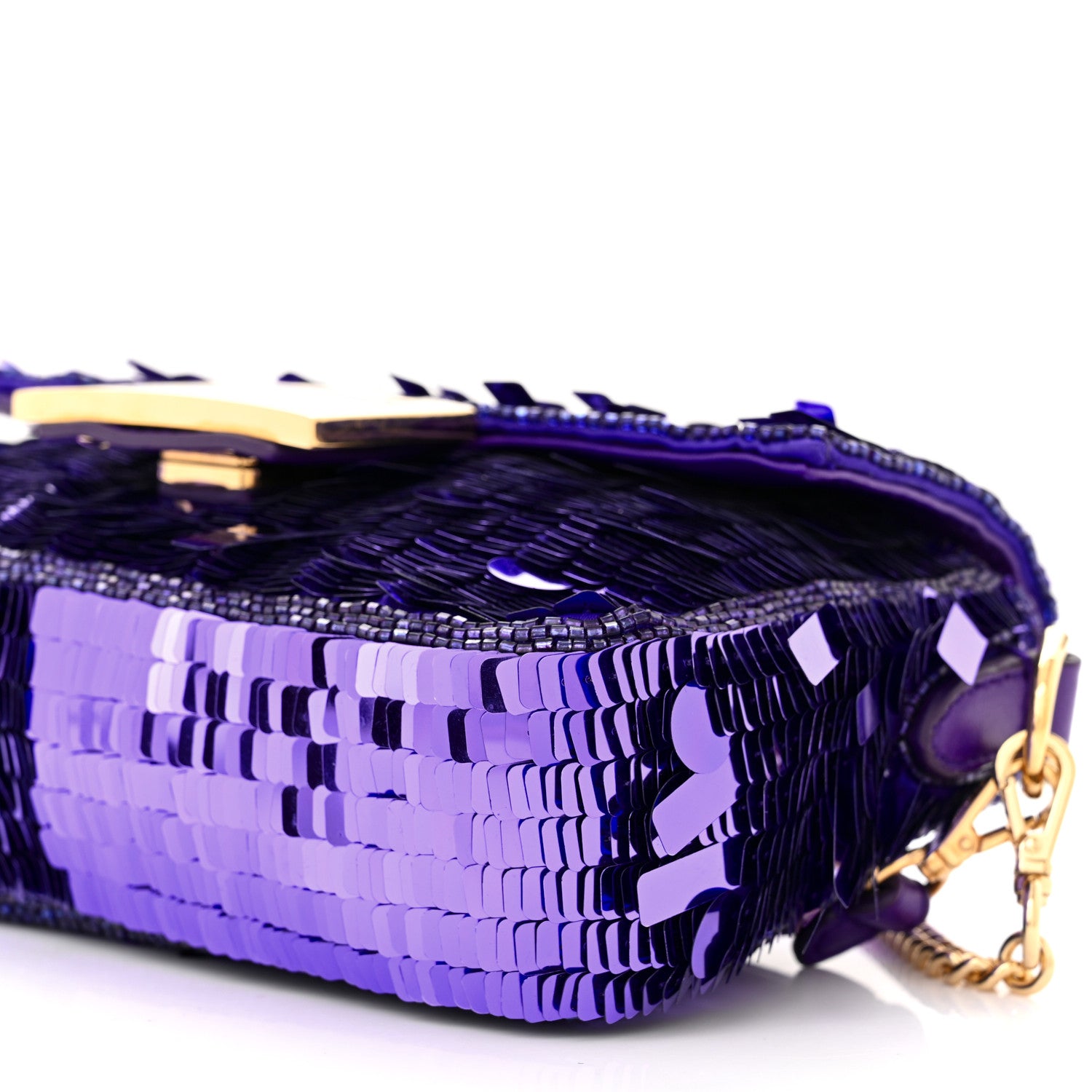 Fendi Sequin Paillettes Shiny Nappa Sex and the City Mini Baguette Viola Purple Rain 10 of 10