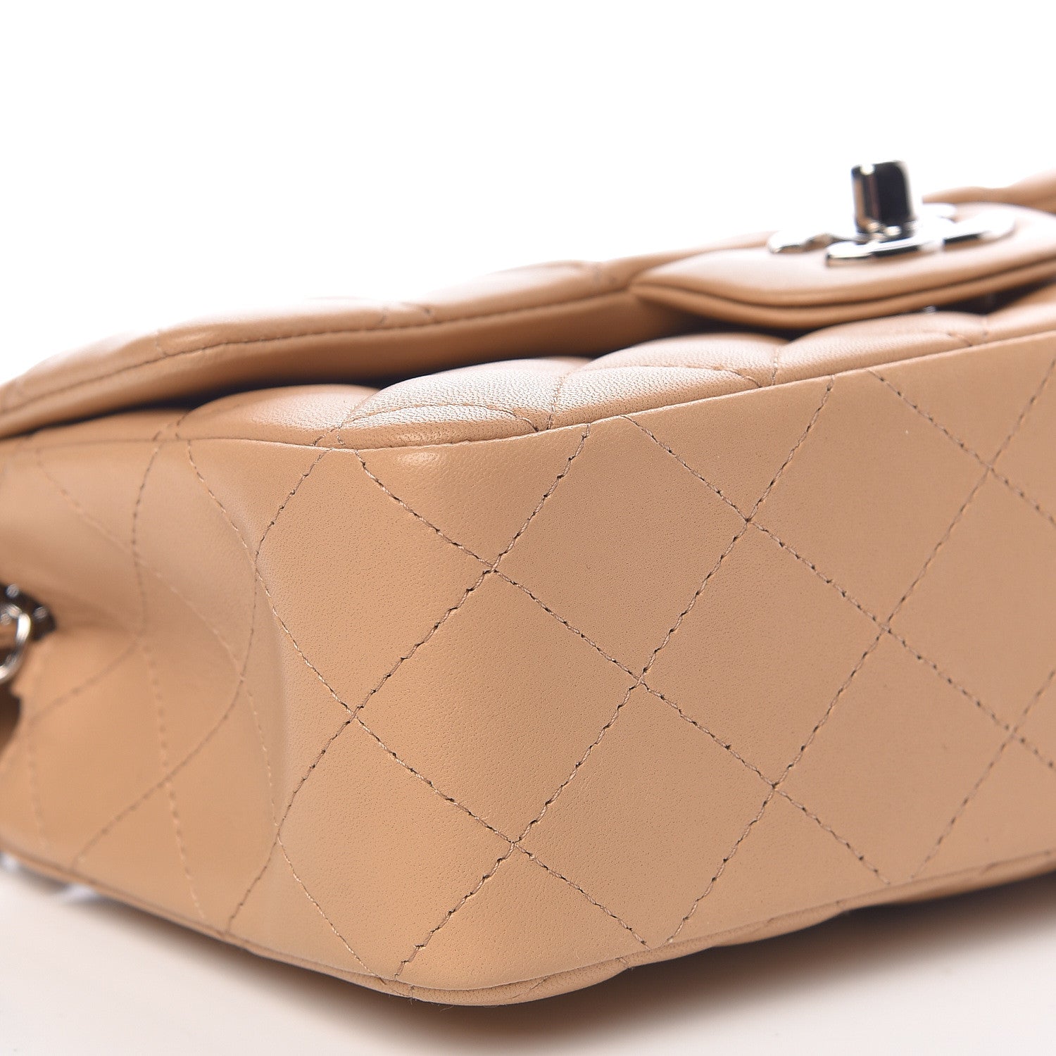 Chanel Lambskin Quilted Mini Rectangular Flap Beige 6 of 12