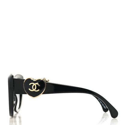 Chanel Acetate Enamel Heart Butterfly Sunglasses 5417 Black 3 of 10
