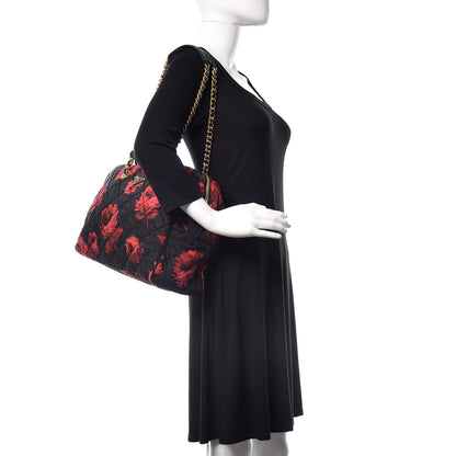Prada Tessuto Nylon Quilted Rose Chain Shoulder Bag Black Rosso 2 of 8