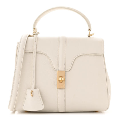 Celine Grained Calfskin Small 16 Top Handle Bag White 1 of 14