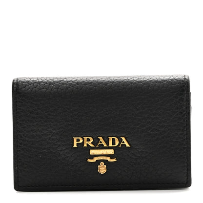 Prada Vitello Grain Move Card Holder Black 1 of 7