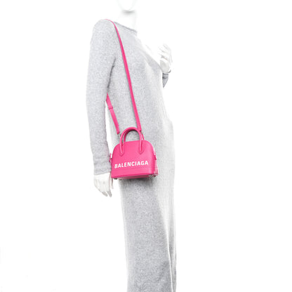 Balenciaga Signature Grained Calfskin Logo XXS Ville Top Handle Bag Fuchsia White 2 of 10