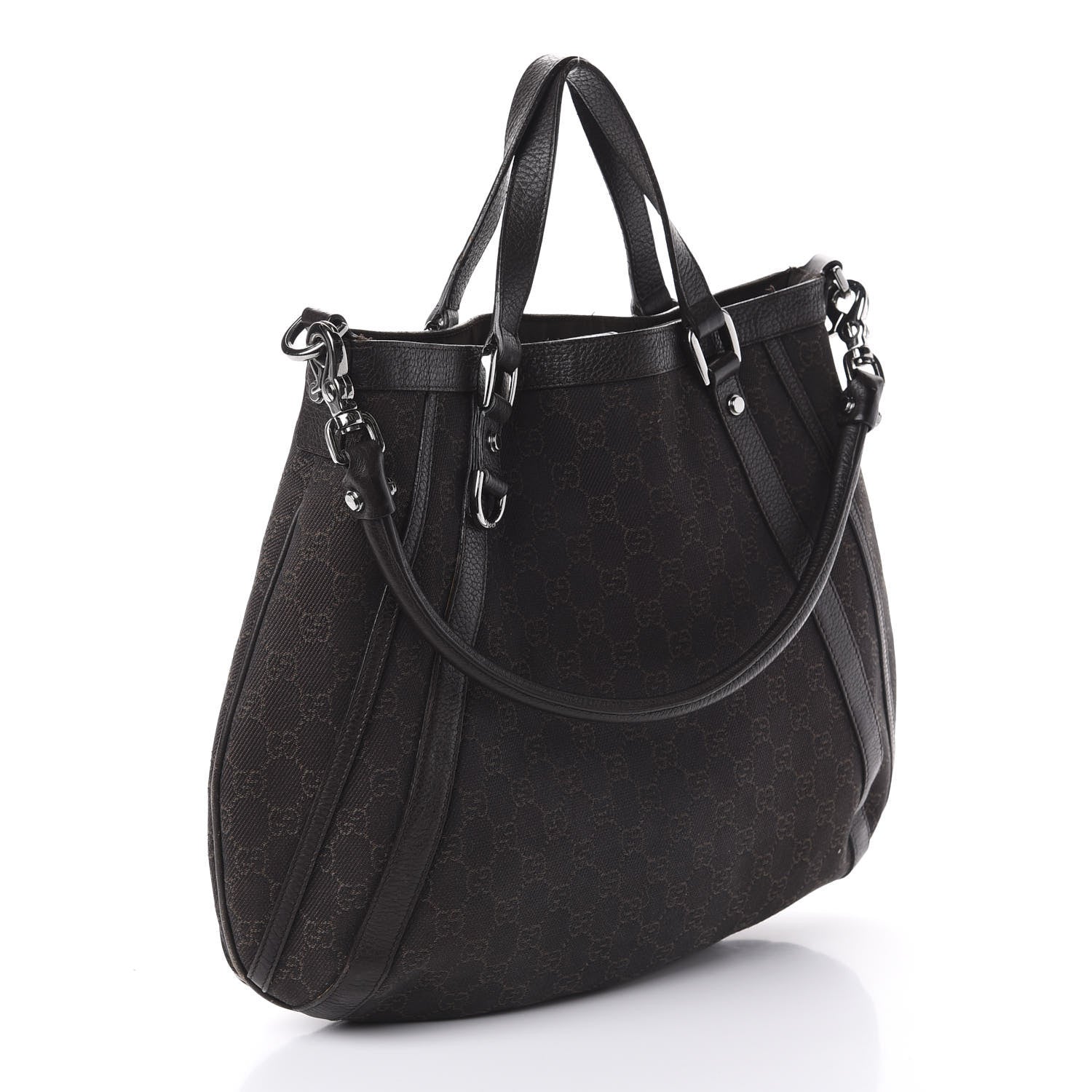 Gucci Monogram Medium Abbey Convertible Tote Dark Brown 3 of 9