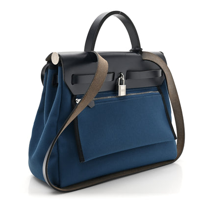 Hermes Toile Militaire Vache Hunter Herbag Zip Retourne 31 PM Black Blue De Malte 4 of 16