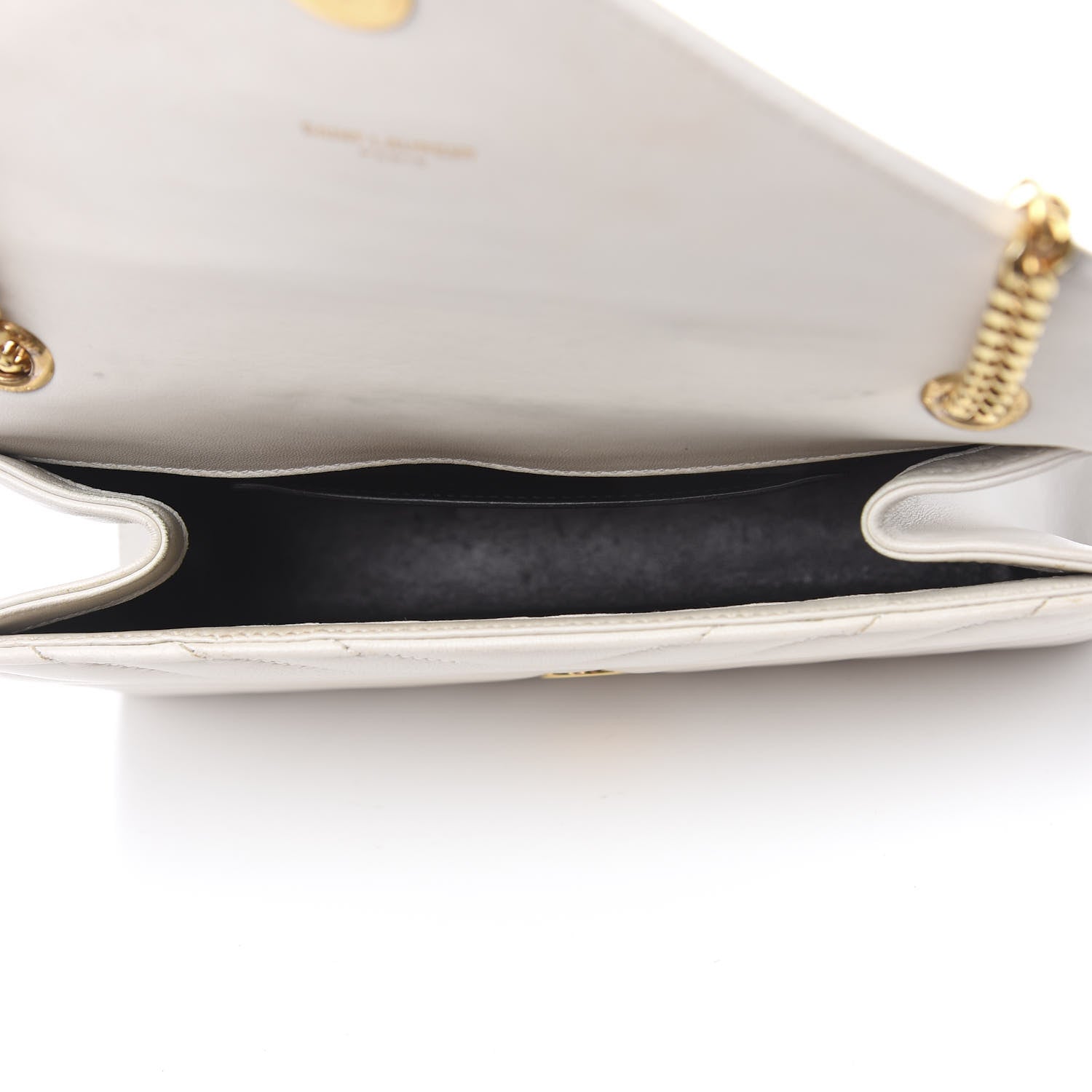 Saint Laurent Lambskin Matelasse Chevron Small Monogram Satchel Off White 5 of 21