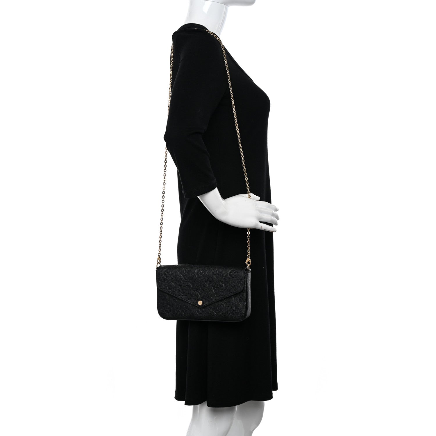 Louis Vuitton Empreinte Pochette Felicie Chain Wallet Black 2 of 10