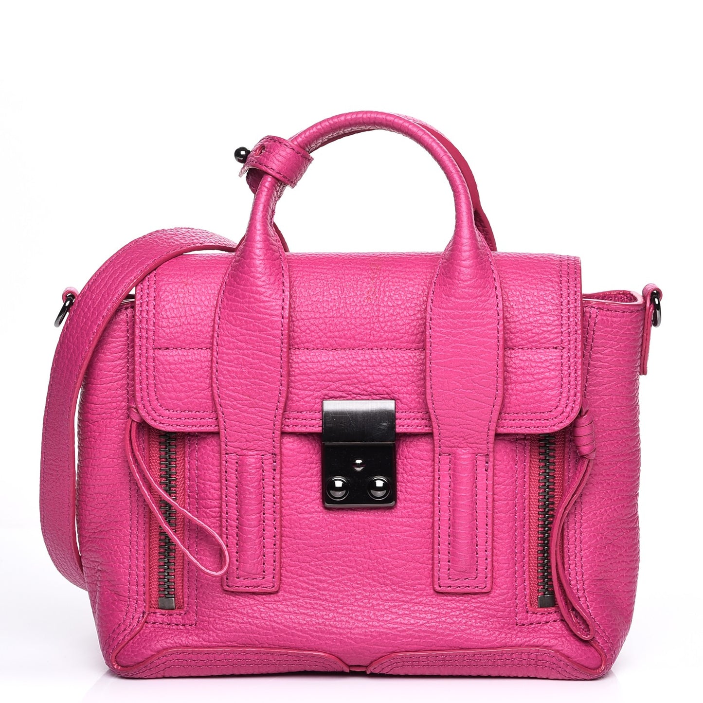 3.1 Textured Calfskin Mini Pashli Satchel Fuchsia