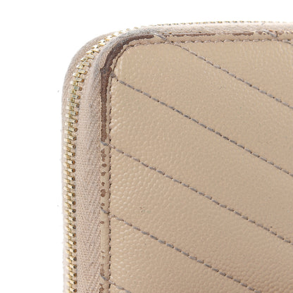 Saint Laurent Grain De Poudre Matelasse Chevron Monogram Zip Around Wallet Nude Powder 9 of 15