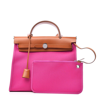 Hermes Vache Hunter Toile Herbag Zip 31 PM Magnolia Fauve 1 of 11