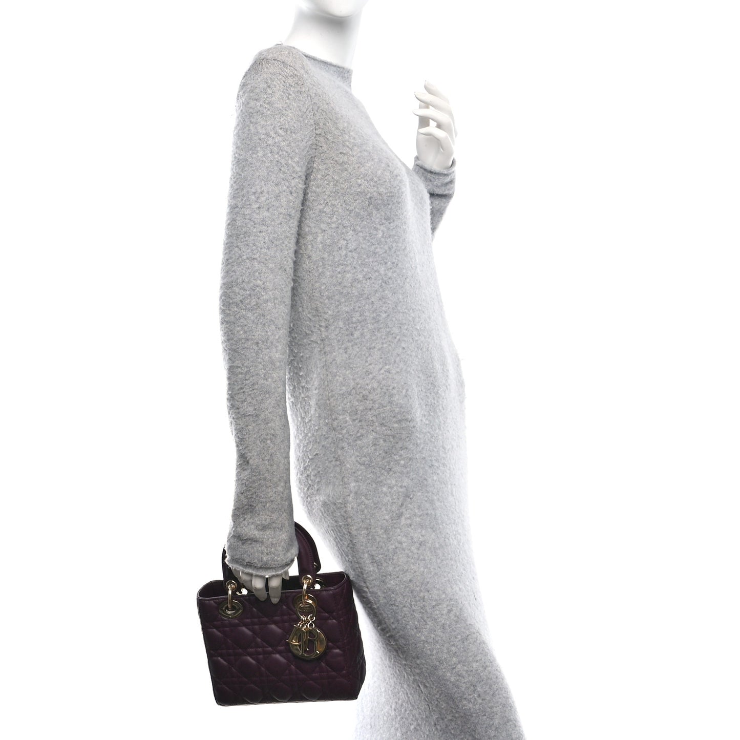 Lambskin Cannage Small Lady Dior Burgundy