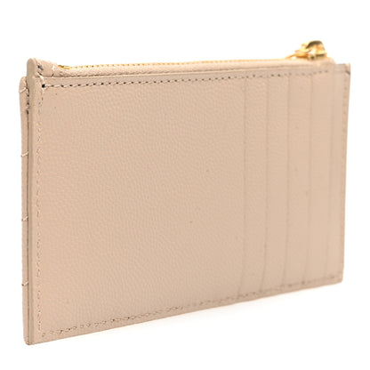 Saint Laurent Monogram Grain de Poudre 5 Fragments Zip Pouch Card Holder Dark Beige 3 of 7