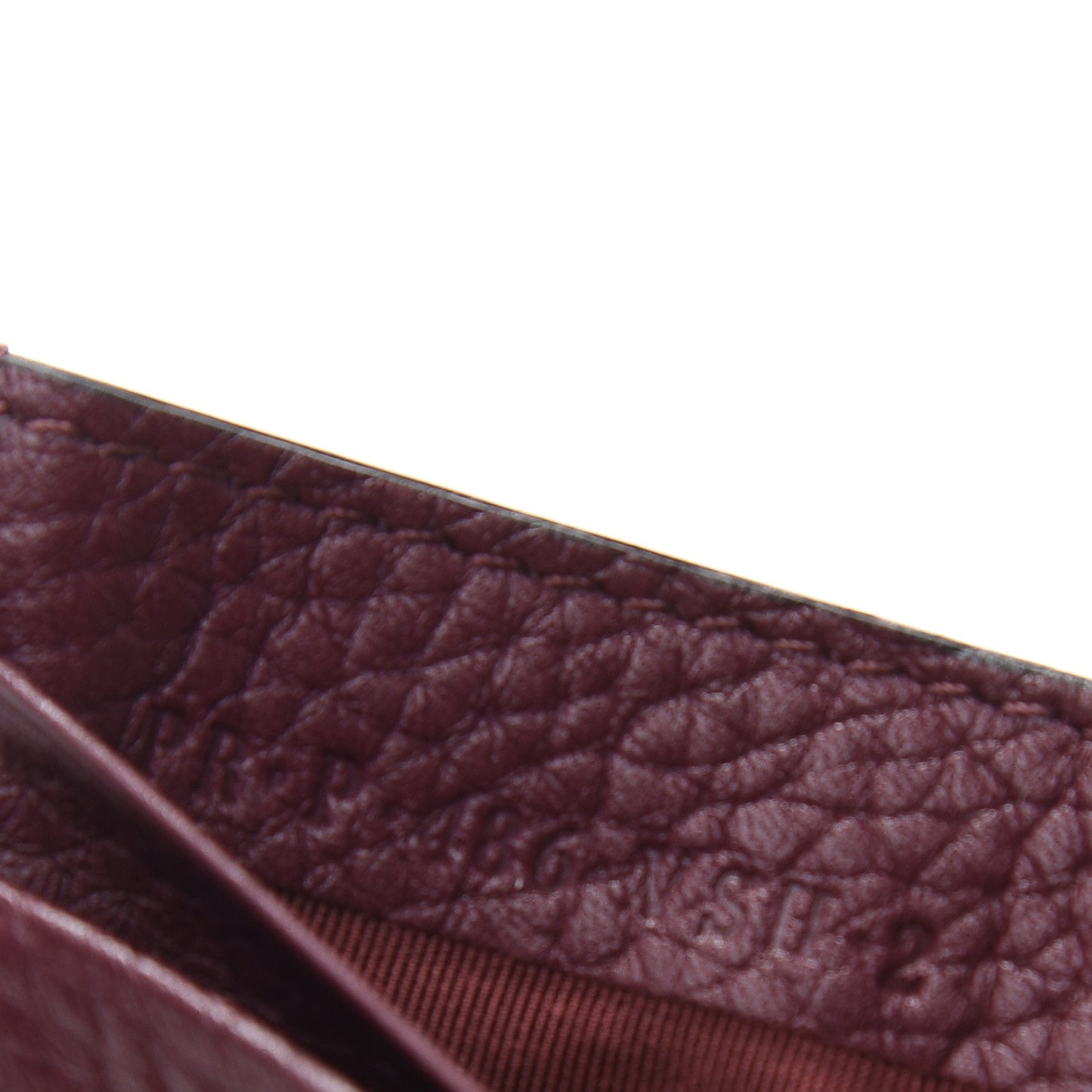 Pebbled Calfskin Rockstud Card Holder Cerise