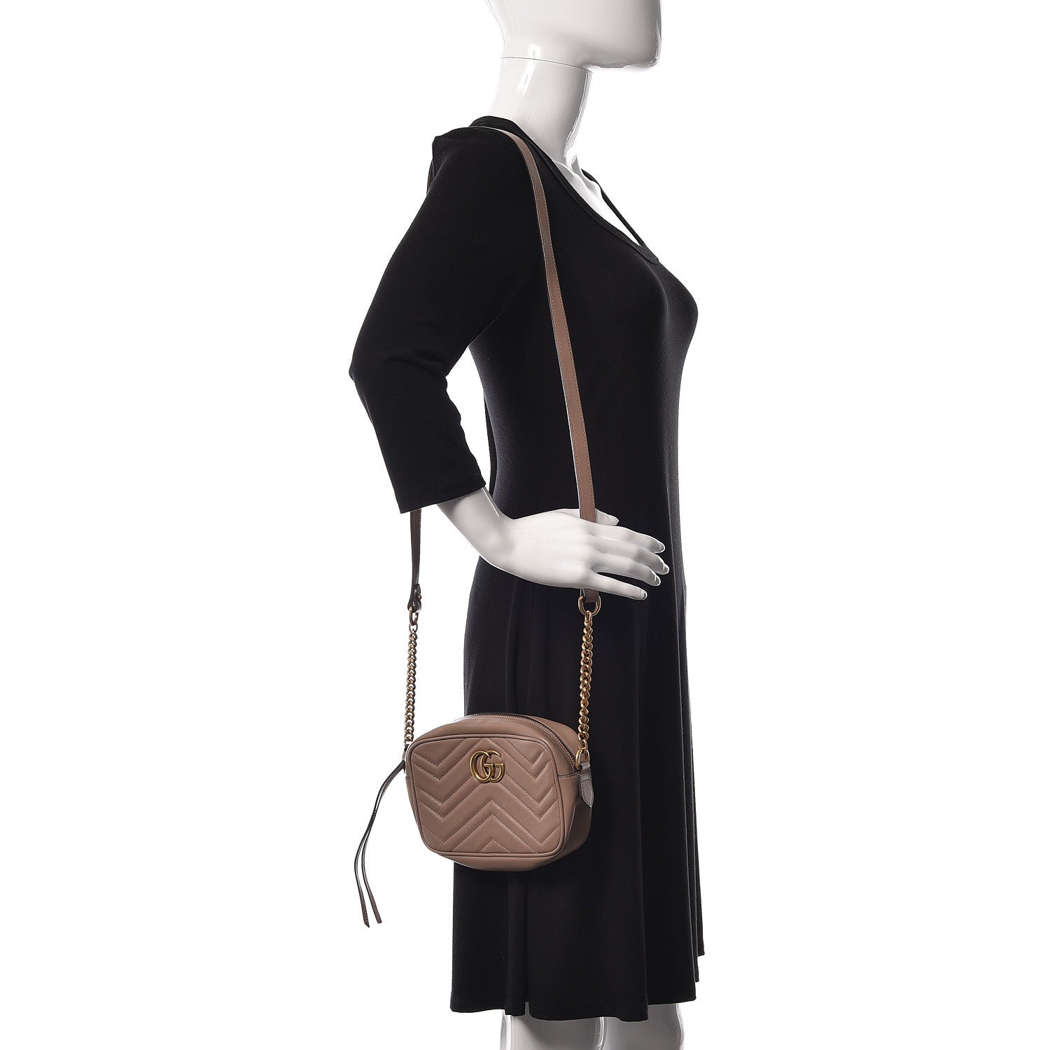 Gucci Calfskin Matelasse Mini GG Marmont Chain Shoulder Bag Porcelain Rose 2 of 11