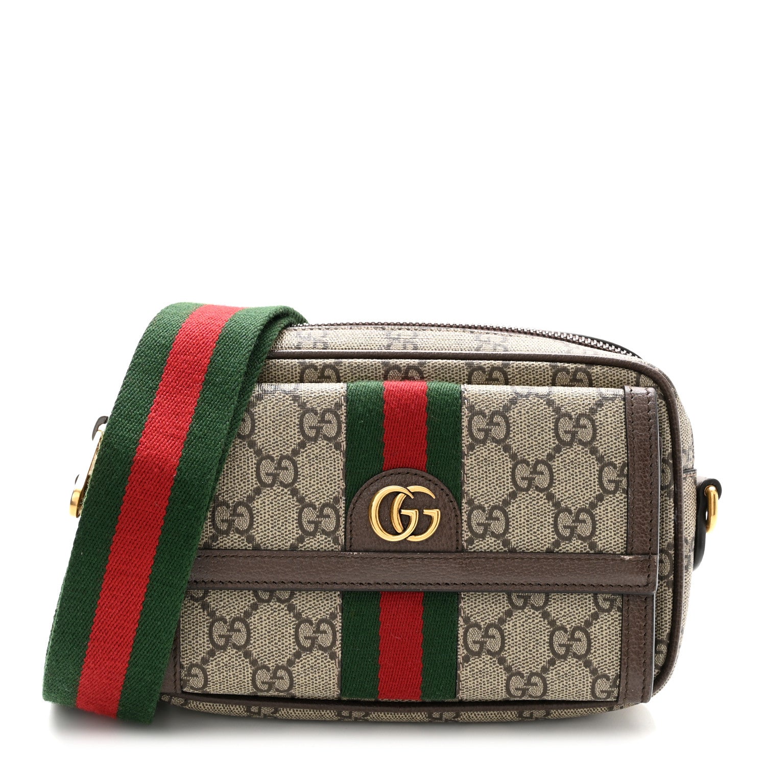 Gucci GG Supreme Monogram Web Mini Ophidia Bag Beige Ebony 1 of 12